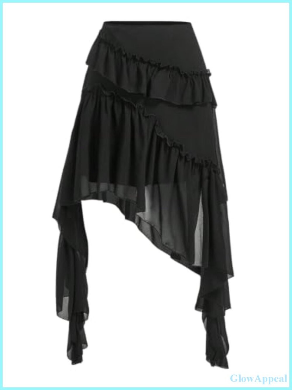Plus Size Tiered Ruffle Midi Skirt Asymmetrical Hem Flowy